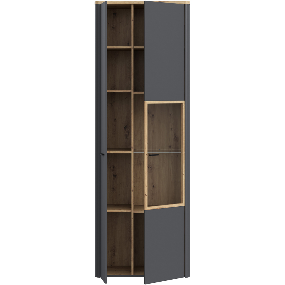 Florence Klara 2 Door Grey and Oak Glass Display Cabinet Image 5