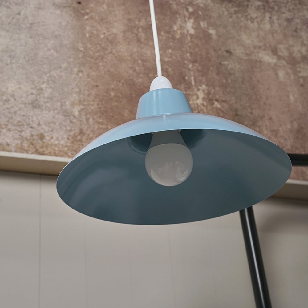 ValueLights Civic Cornflower Blue Retro Pendant Light Shade Image 5