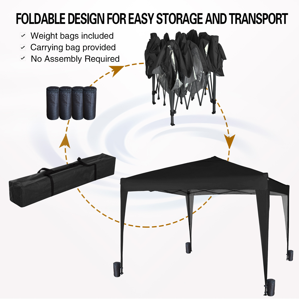 Black Pop Up Outdoor Gazebo 3 x 3m Image 3