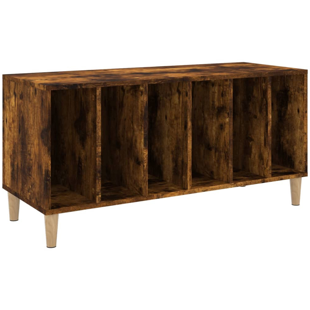 vidaXL 6 Shelf Smoked Oak Record Cabinet Image 2