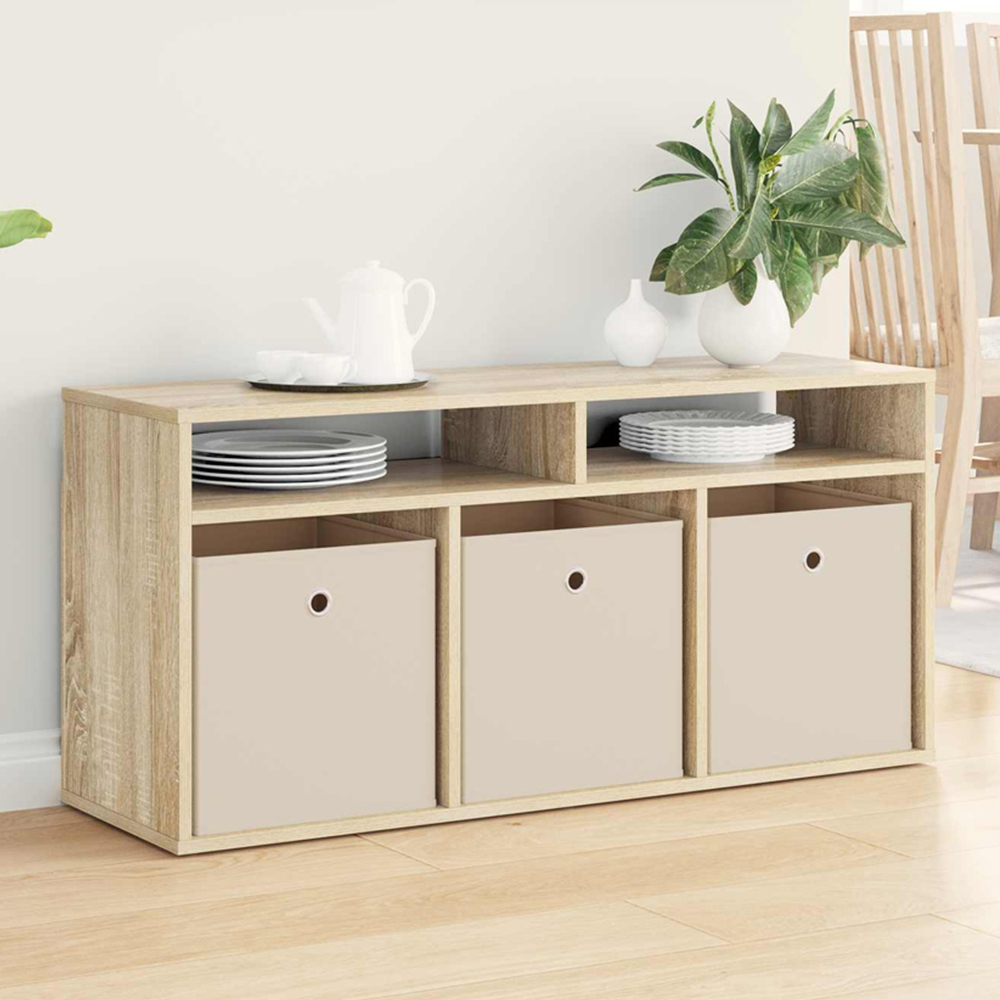 vidaXL 3 Drawer 2 Shelf Sonoma Oak Lowboard Image 1