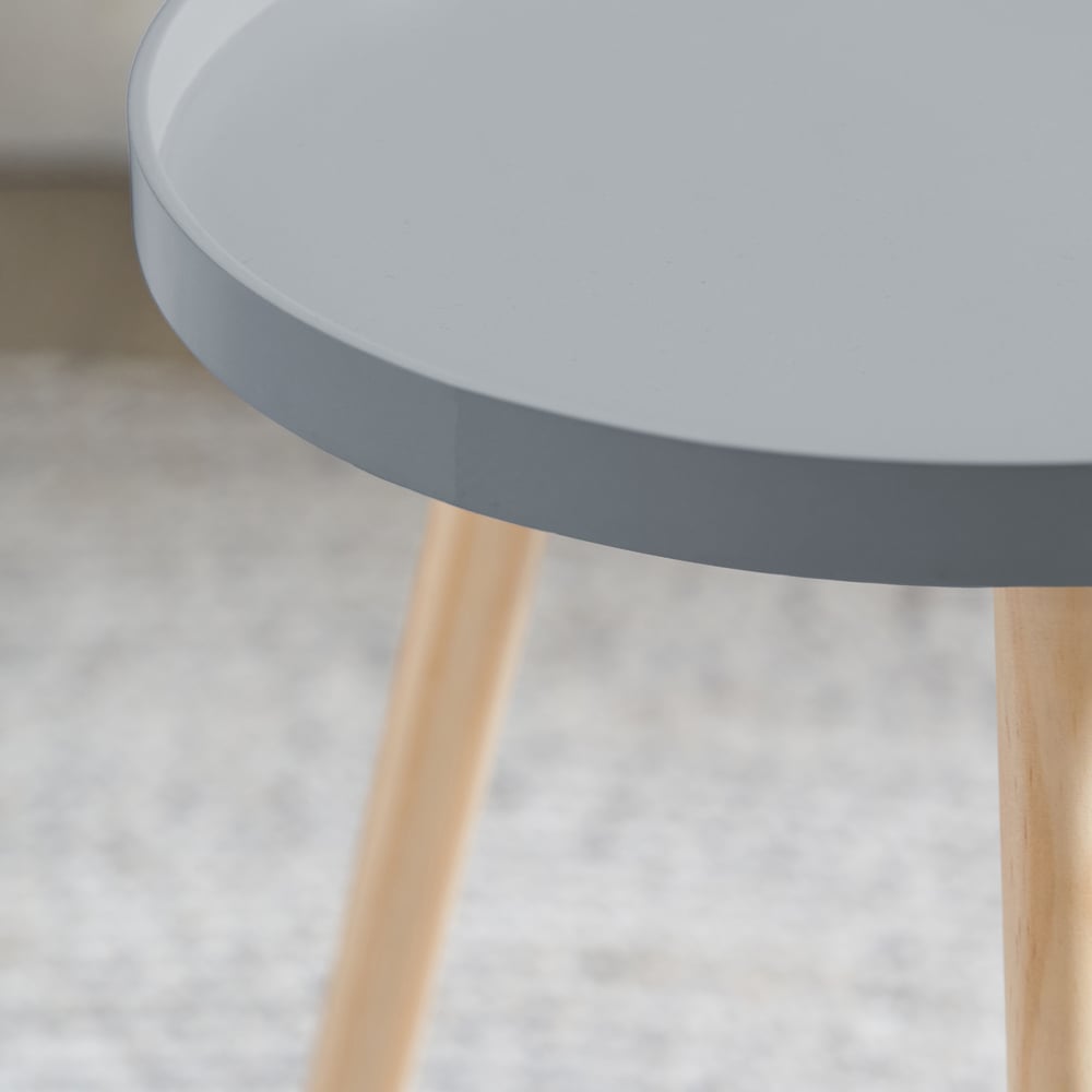 Pacific Lifestyle Halston Light Grey Wood Veneer and Natural Pine Wood Side Table Image 4
