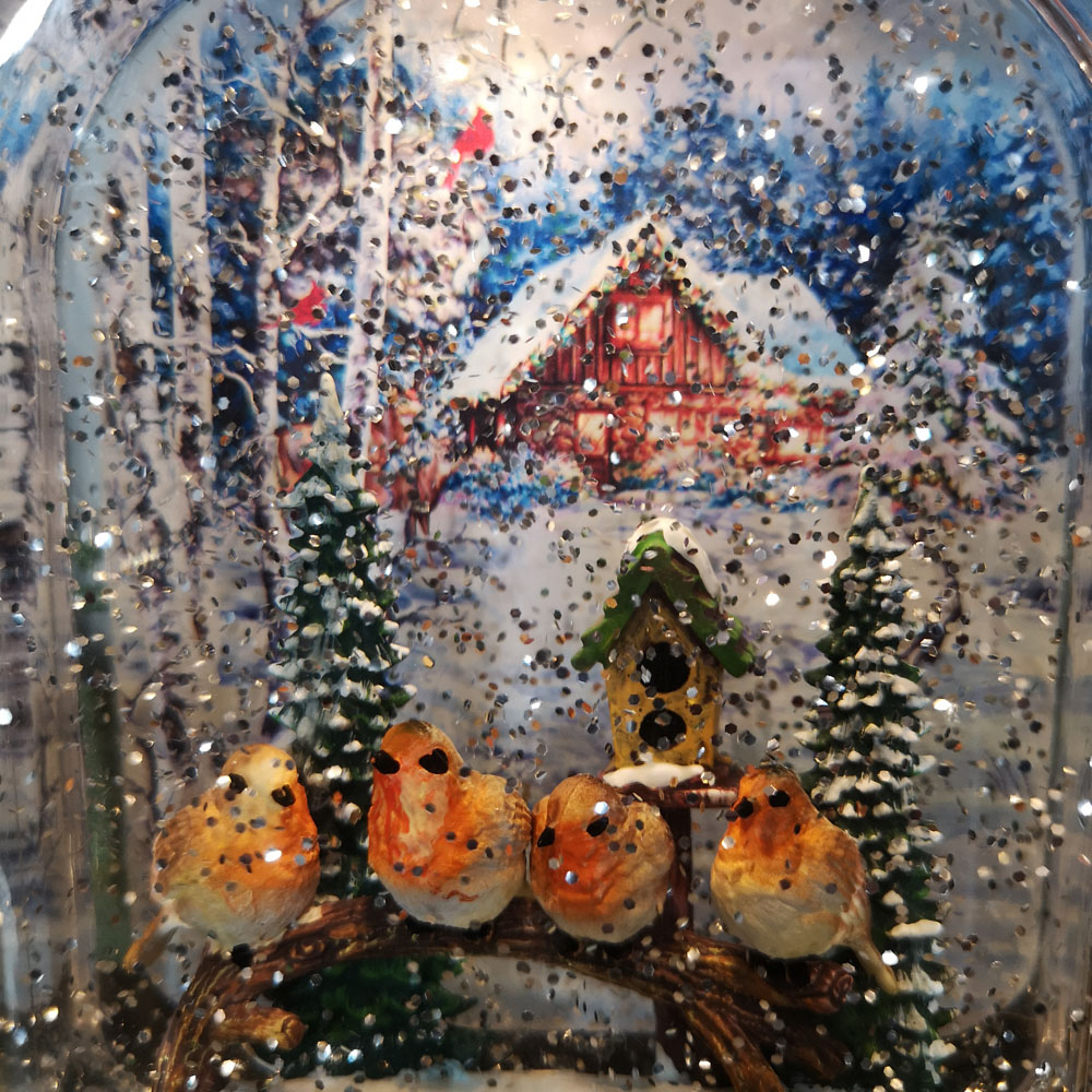 Samuel Alexander Antique Robin Scene Water Spinner Lantern Christmas Decoration 24cm Image 3