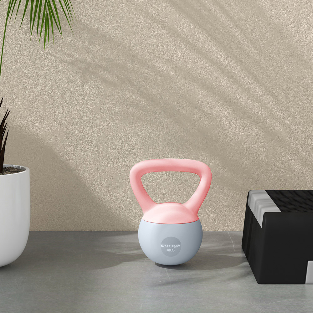 SPORTNOW Pink and Grey Soft Body Kettlebell with Non Slip Handle 4kg Image 5