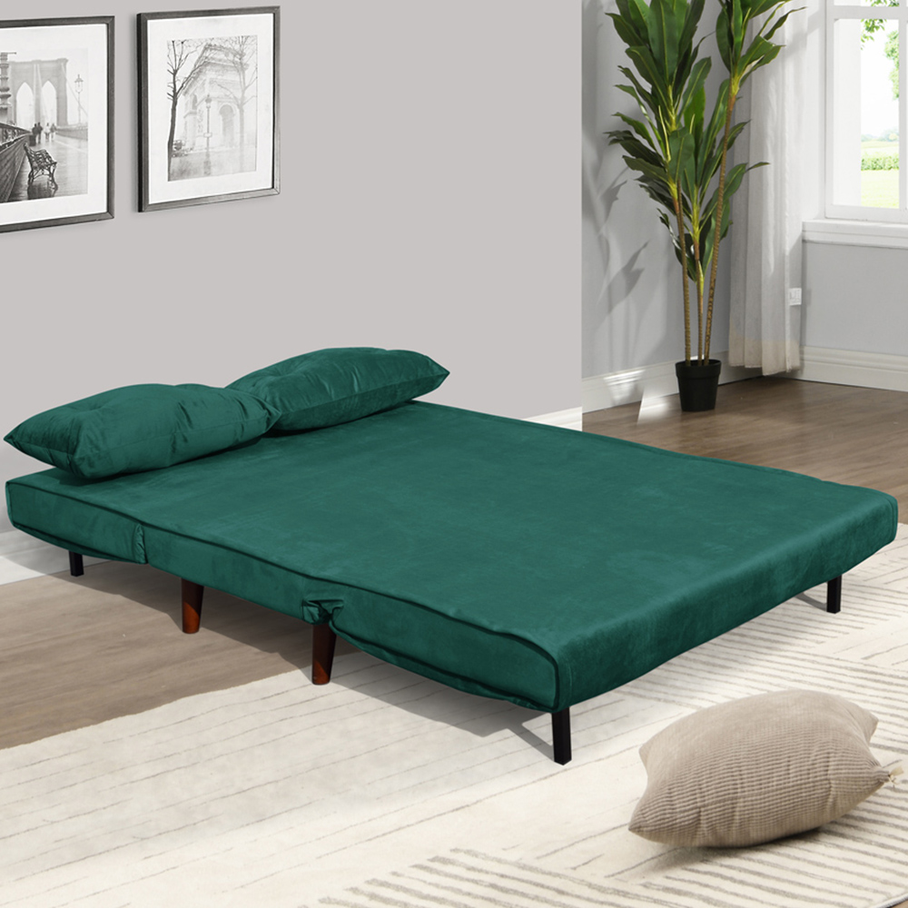 Portland Double Sleeper Green Velvet Sofa Bed Image 3
