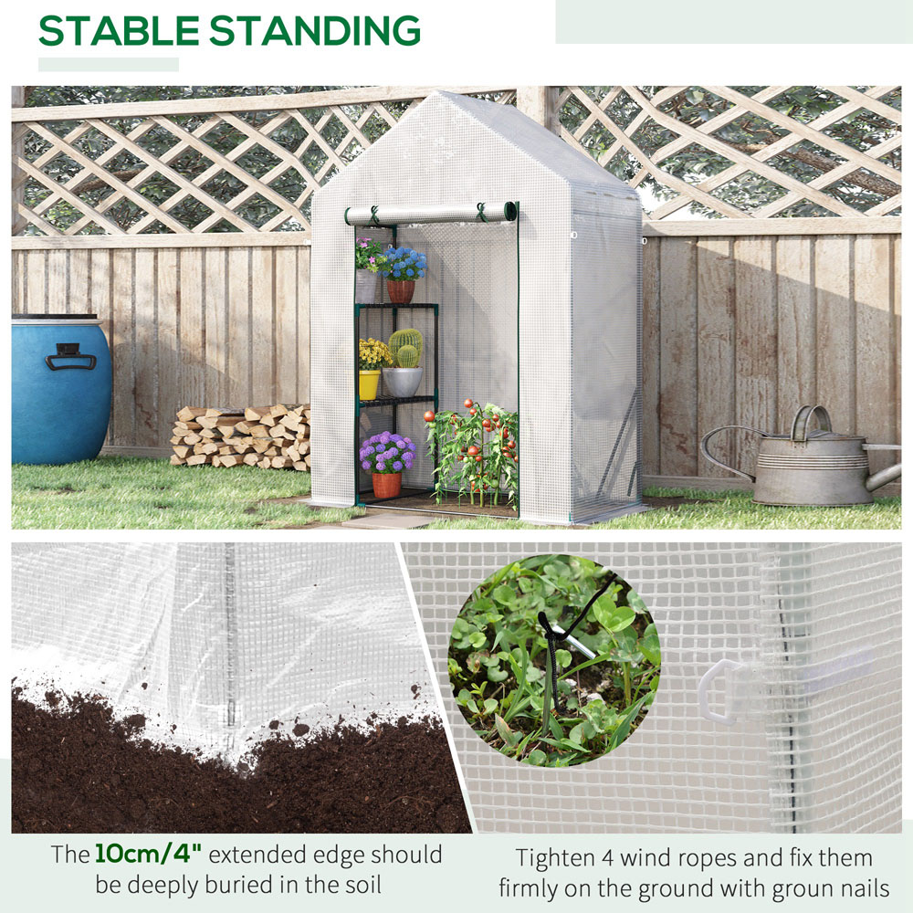 Outsunny White 4.7 x 2.4ft Portable Greenhouse Image 6
