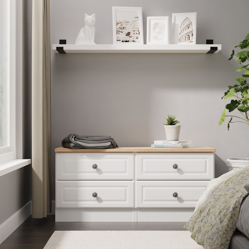Crowndale Norfolk 4 Drawer White Ash and Bardolino Oak Bed Box Ready Assembled Image 7