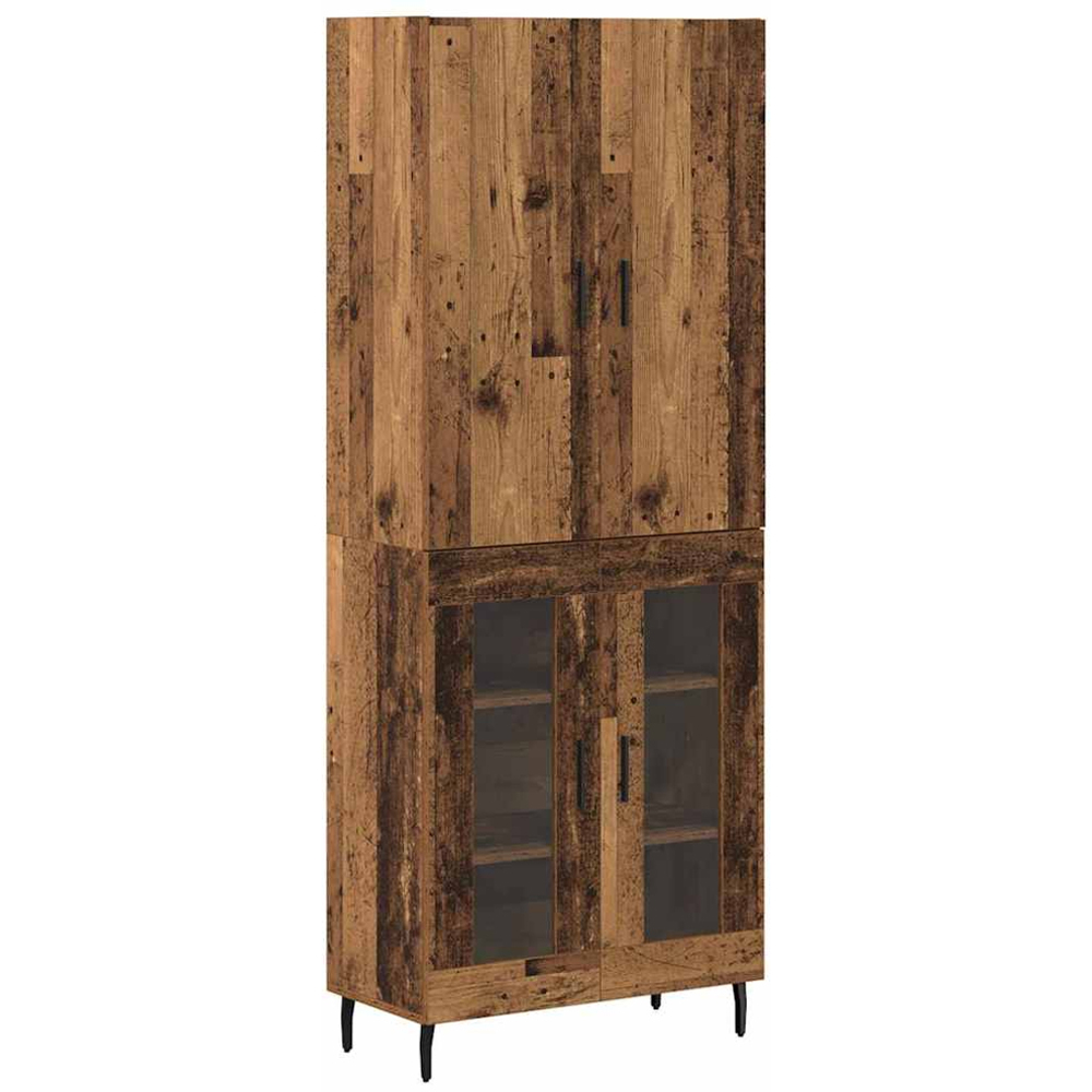 vidaXL 2 Glass Door Old Wood Modern Highboard Image 2