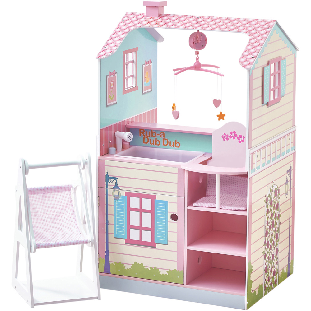Teamson Kids Olivia's Little World Pink Classic Doll Changing Station Dollhouse Image 1