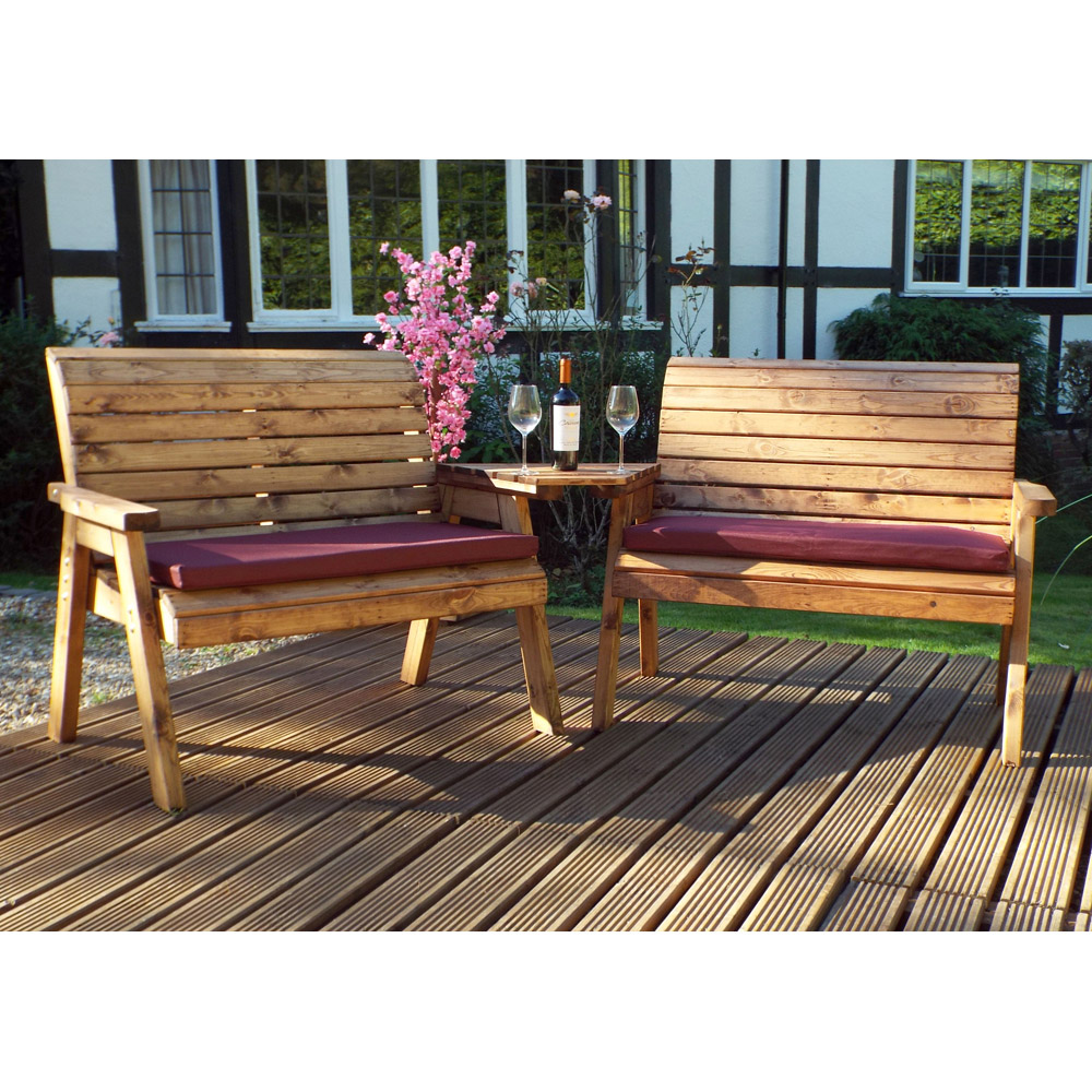 Samuel Alexander 4 Seater Chunky Rustic Wooden Garden Bench with Angled Tray Image 6