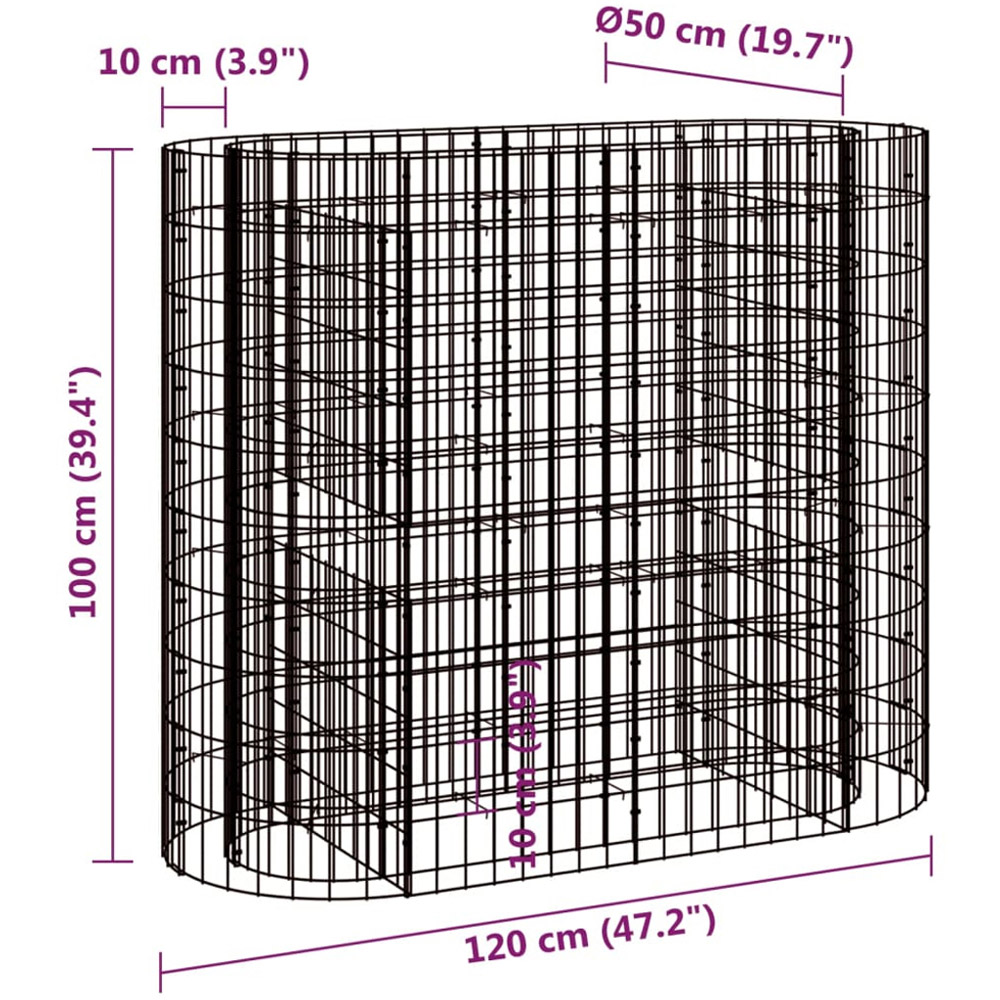 vidaXL Silver Galvanised Iron Gabion Raised Bed 120 x 50 x 100cm Image 7