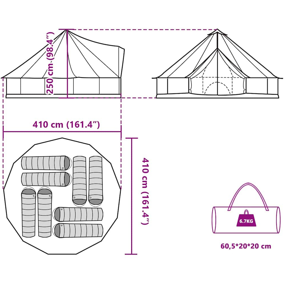 Walplus 8 Person Waterproof Tipi Family Tent Grey and Orange Image 8