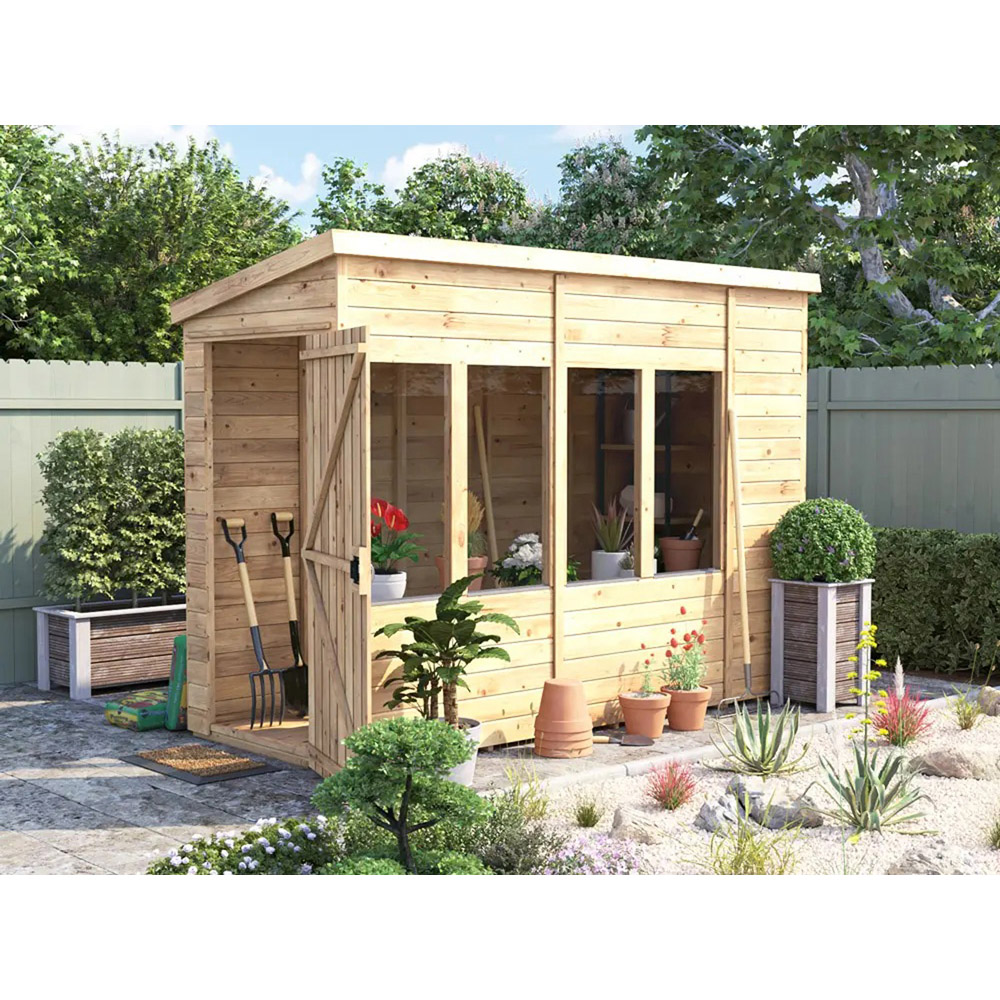 Dunster House Overlord 4 x 10ft Modular Brown Superfelt Pent Potting Shed Image 3