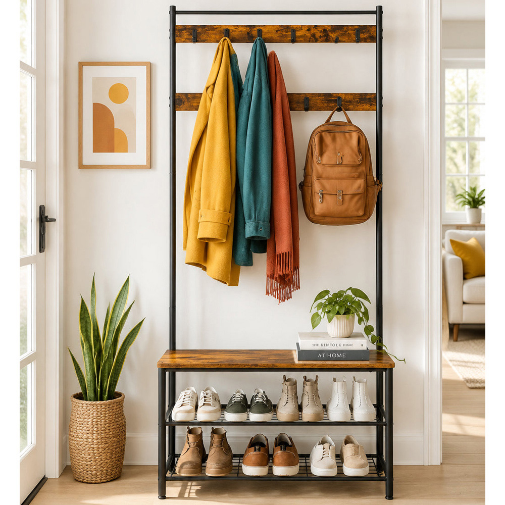 Modcraft 3 Shelf Rustic Brown Coat Rack Image 2