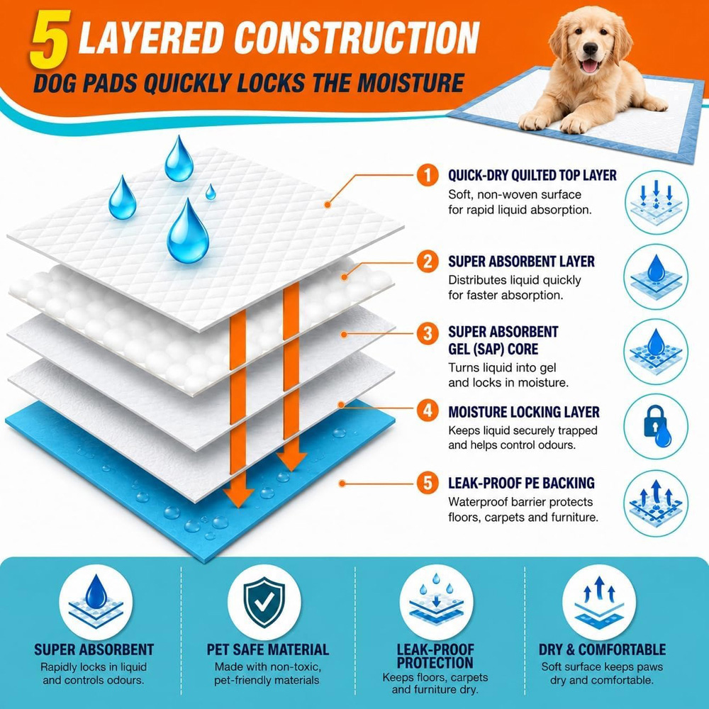 ATEK Super Absorbent Puppy Wee Training Pad 60 x 45cm 30 Pack Image 3