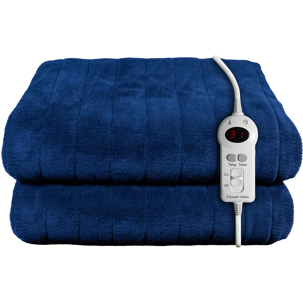 Russell Hobbs Blue Sherpa and Microfleece Heated Throw with Controller 130 x 180cm Image 1