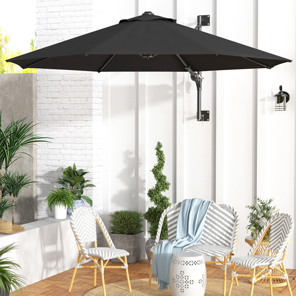 Outsunny Charcoal Grey Wall Mounted Parasol Image 2
