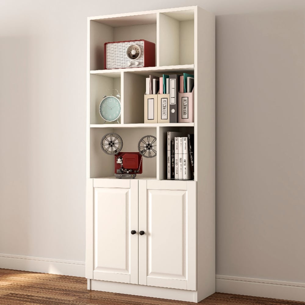 Evu MAISON 2 Door 6 Shelf White Bookcase Image 1