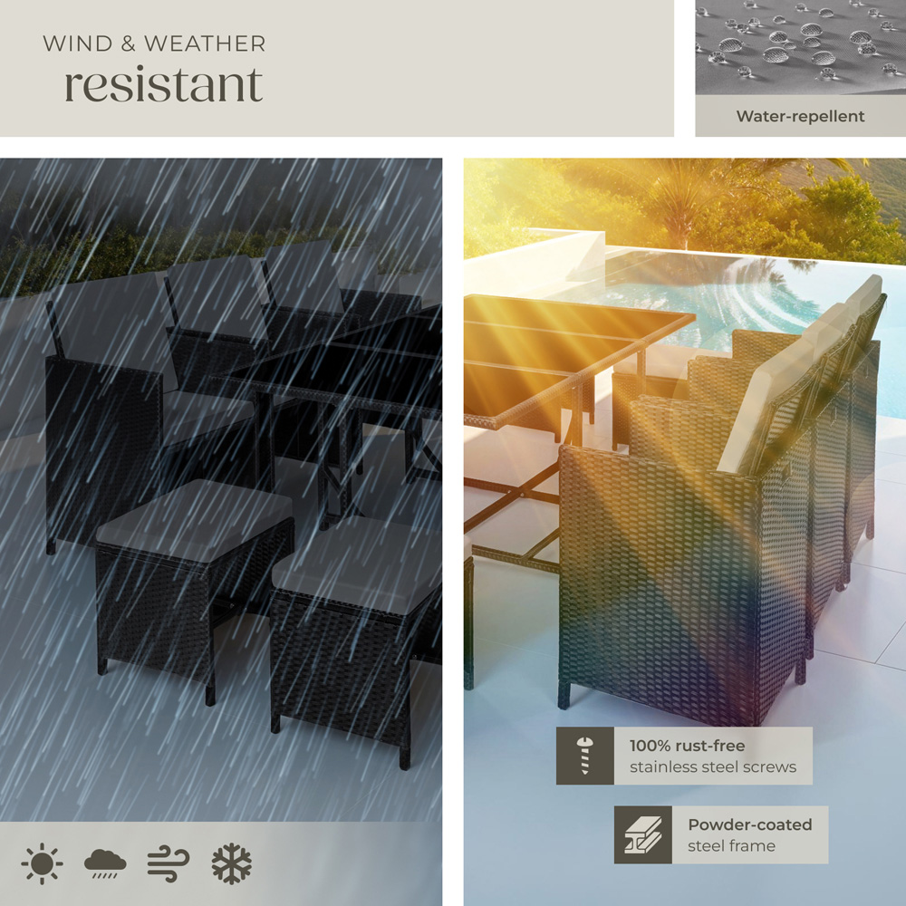 tectake Malaga 10 Seater Black and Grey Dining Set Image 7