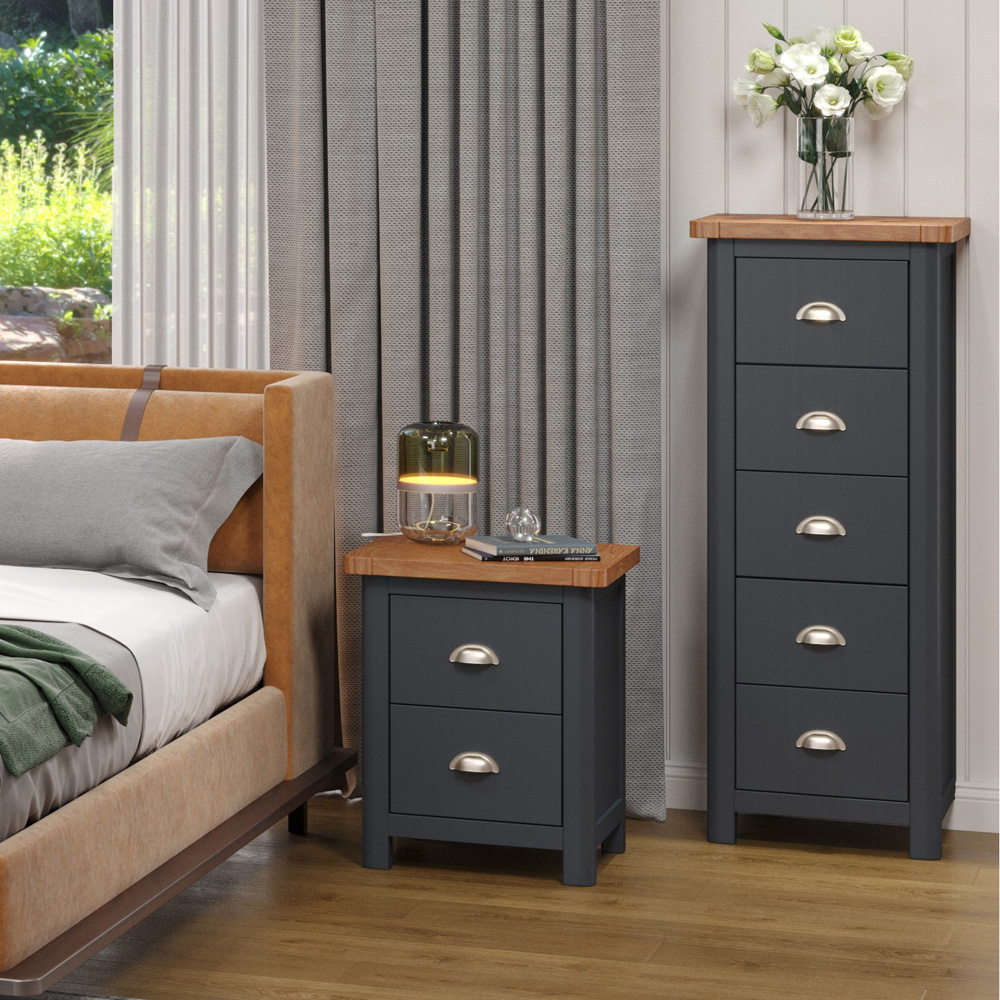 Core Products Dunkeld 5 Drawer Midnight Blue Narrow Chest of Drawers Image 5
