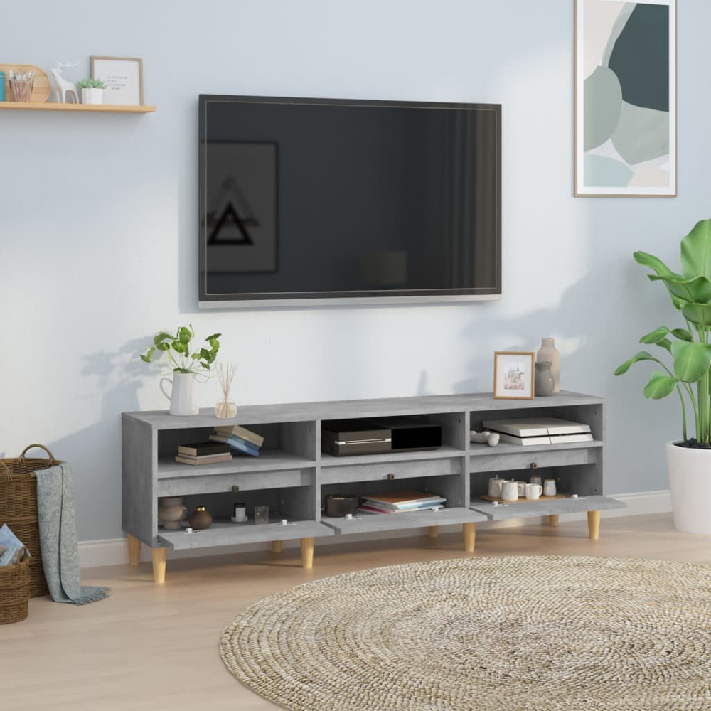 vidaXL 3 Drawer 3 Shelf Concrete Grey TV Cabinet Image 8