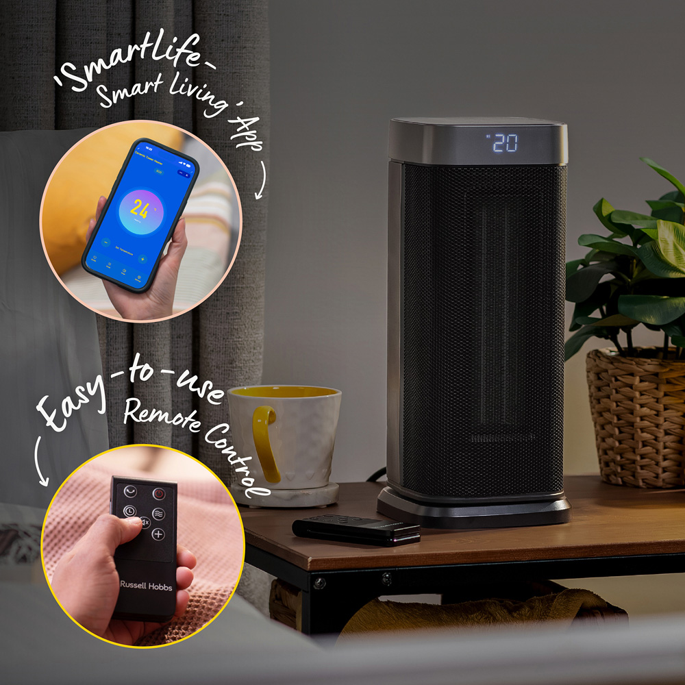 Russell Hobbs RHCTH2002G-SMT Black and Silver Square Smart Wi-Fi Enabled Ceramic Heater 2000W Image 5