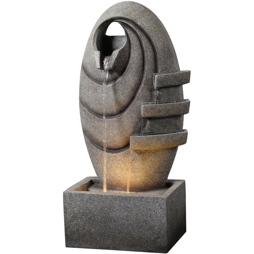 Teamson Home Grey Modern Oval Outdoor Fountain Image 1