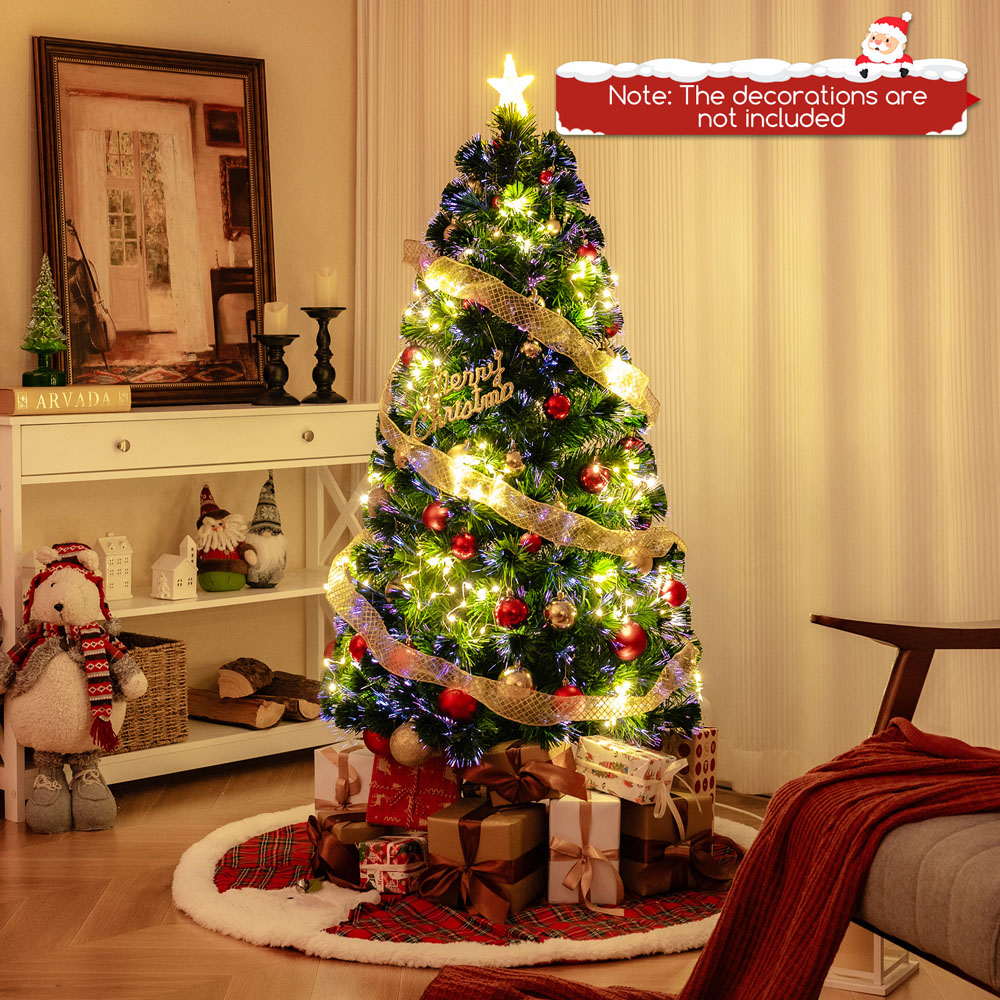 Costway 18 String Light Fibre Optic Pre-Lit Artificial Christmas Tree 5ft Image 3