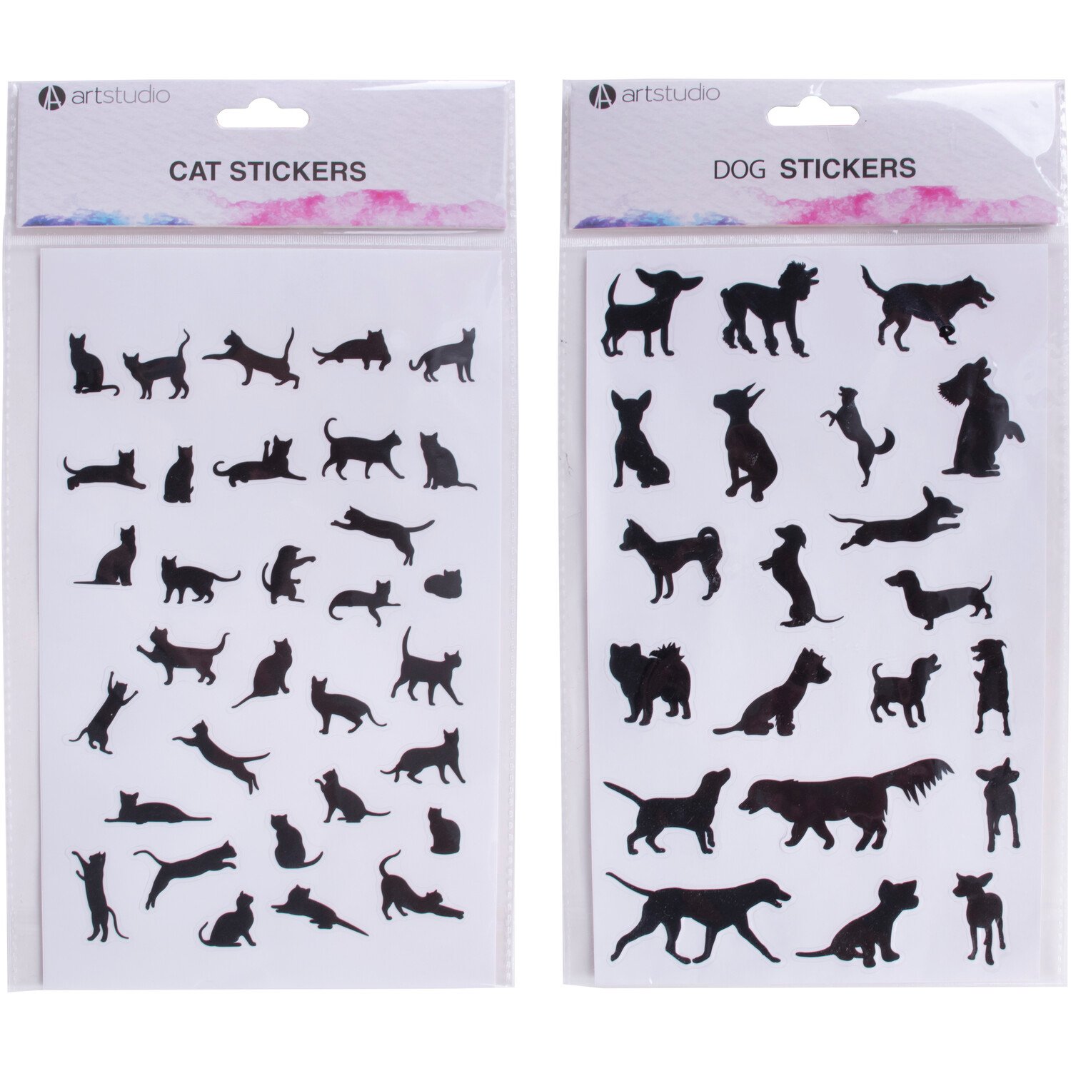 Art StudioEmbossed Foil Cat & Dog Stickers - Black Image