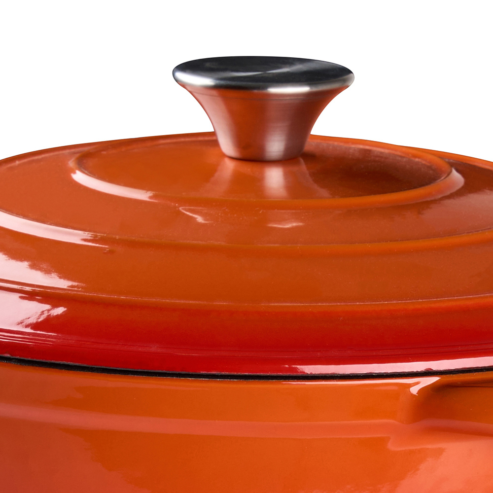 Living and Home 6L Orange Cast Iron Enamel Dutch Oven with Lid Image 6