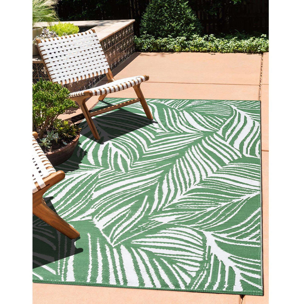 Green Jungle Leaf Outdoor Rug 200 x 150cm Image 2