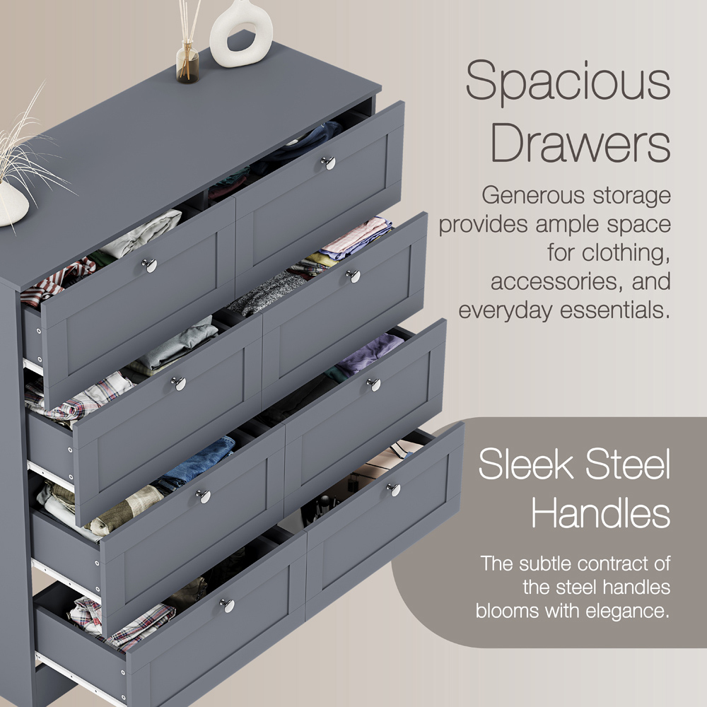 VIDA DESIGNS Altino 8 Drawer Grey Shaker-Style Chest of Drawers Image 5