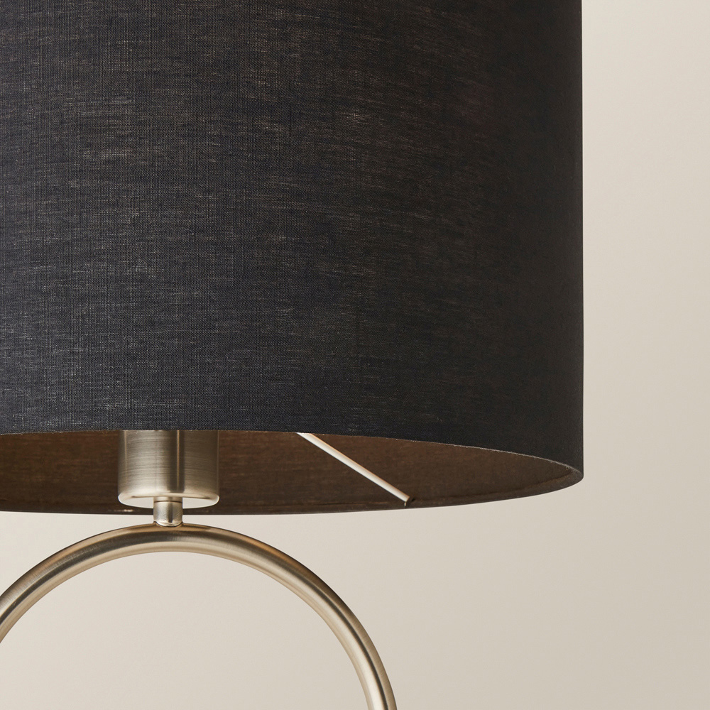 ValueLights Antonia Black Fabric Drum Lamp Shade Brushed Chrome Oval LED Table Lamp Image 3