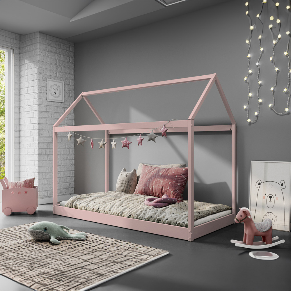 Home Detail Taylor Pink Wooden Kids House Bed Image 6