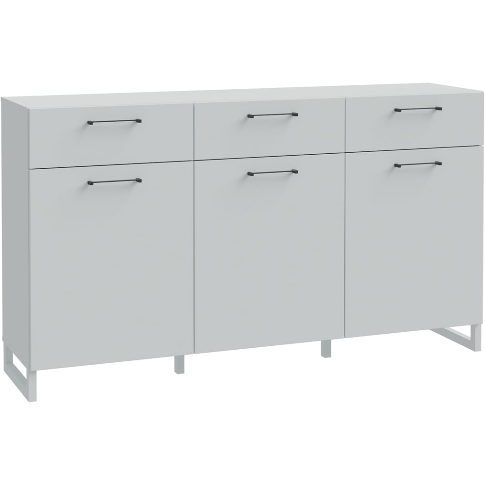 Florence Sali 3 Door 3 Drawer Light Grey Sideboard Image 2