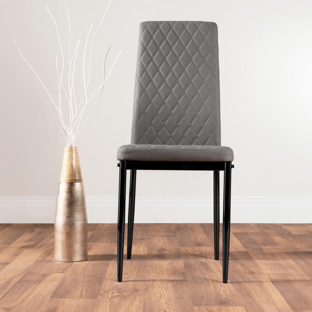 Furniturebox Molini Valera 6 Seater Dining Set Black Gloss and Grey Image 3