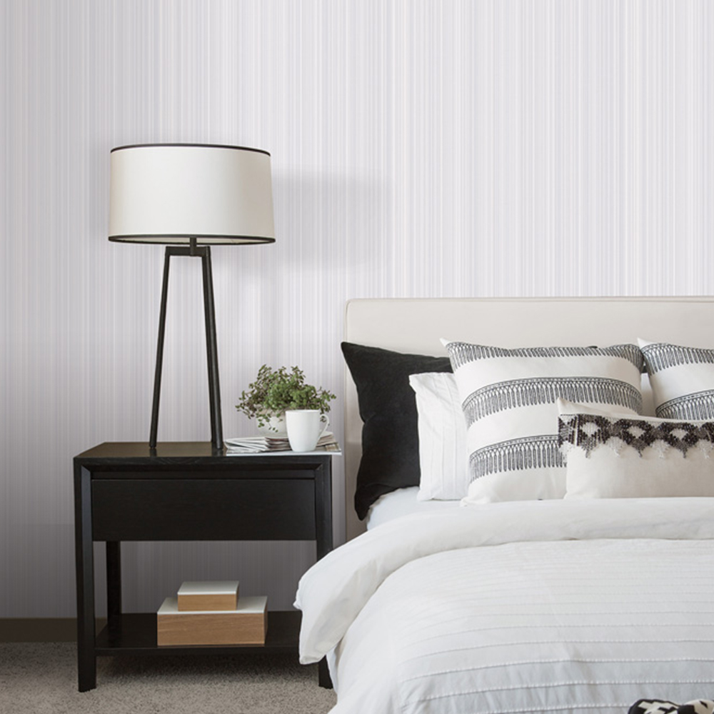 Galerie Natural FX Stripe Light Grey and Metallic Silver Wallpaper Image 2