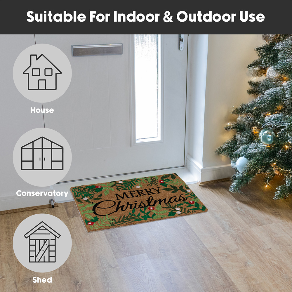JVL Latex Backed Coir Merry Christmas Entrance Doormat 40 x 58cm Image 5