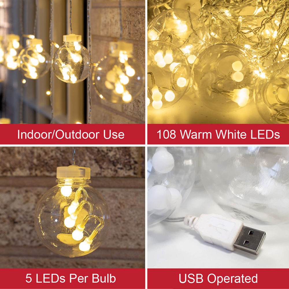 The Christmas Workshop 108 LED Warm White Curtain String Light Image 7