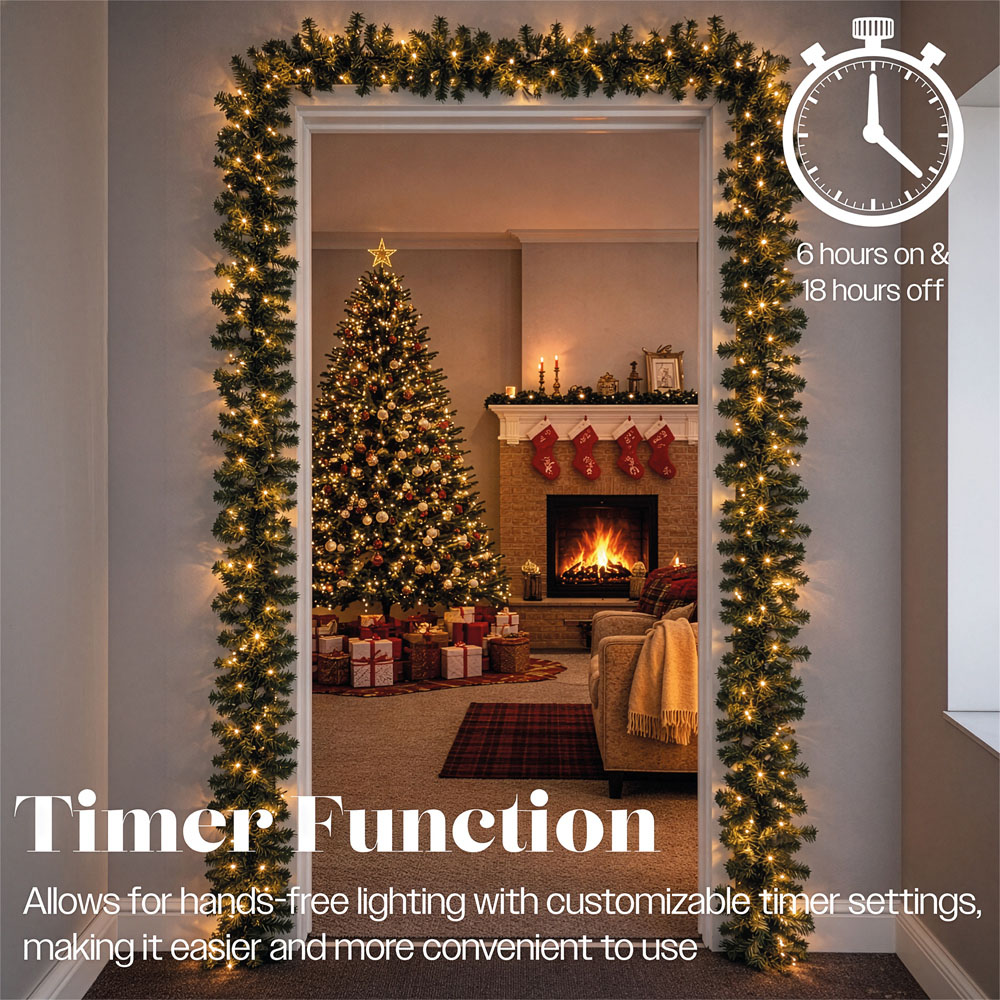 Xmas Haus Warm White LED Green Christmas Garland 500cm Image 2