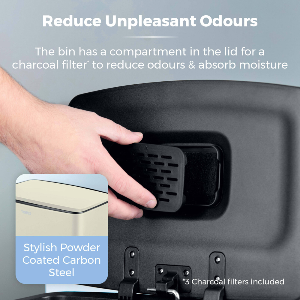Tower Rectangular Cream Pedal Bin 40L Image 5