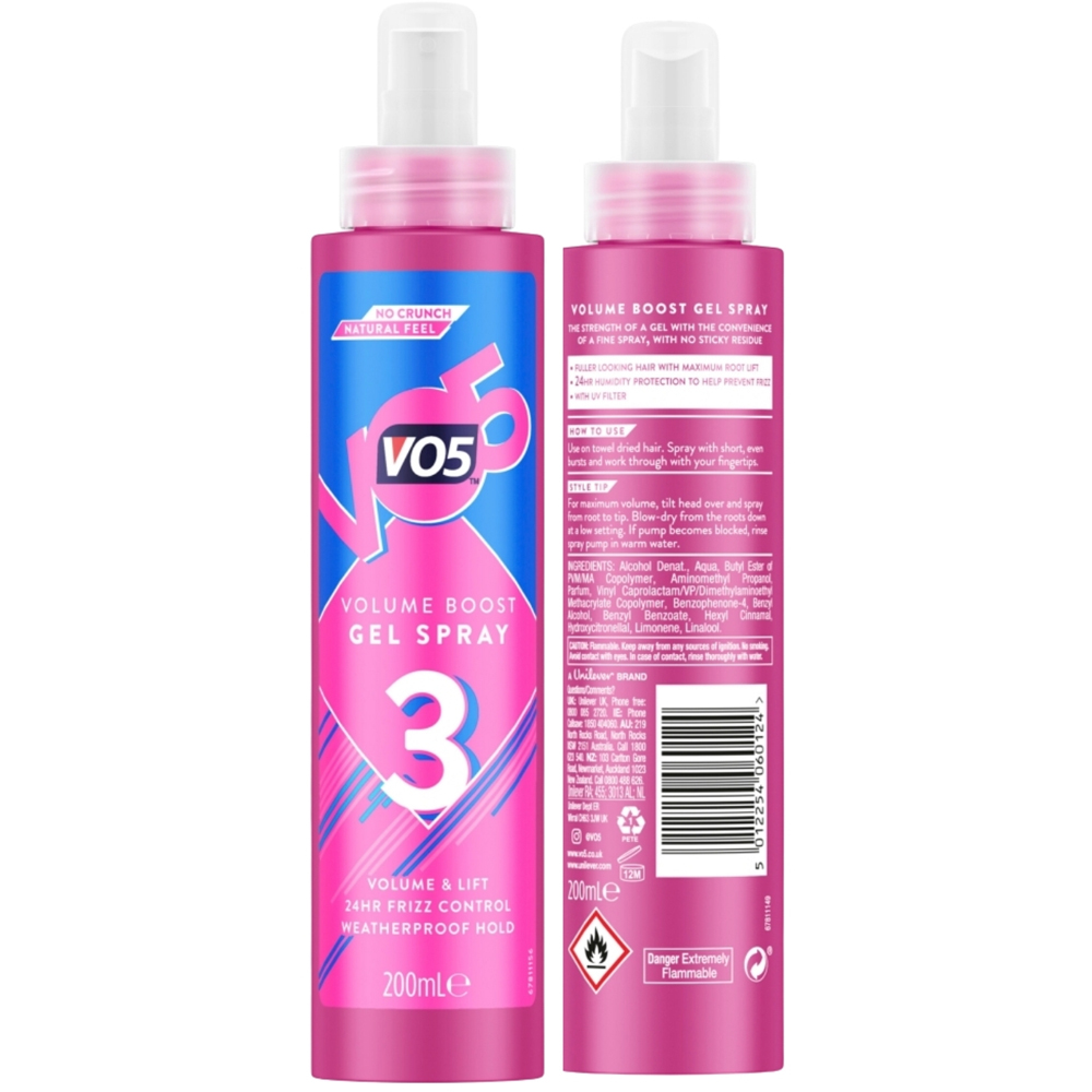 VO5 Volume Boost Hair Styling Gel Spray 200ml 6 Pack Image 4