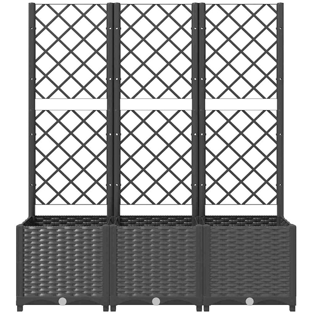 vidaXL Black Plastic Garden Planter with Trellis 120 x 40 x 136cm Image 4