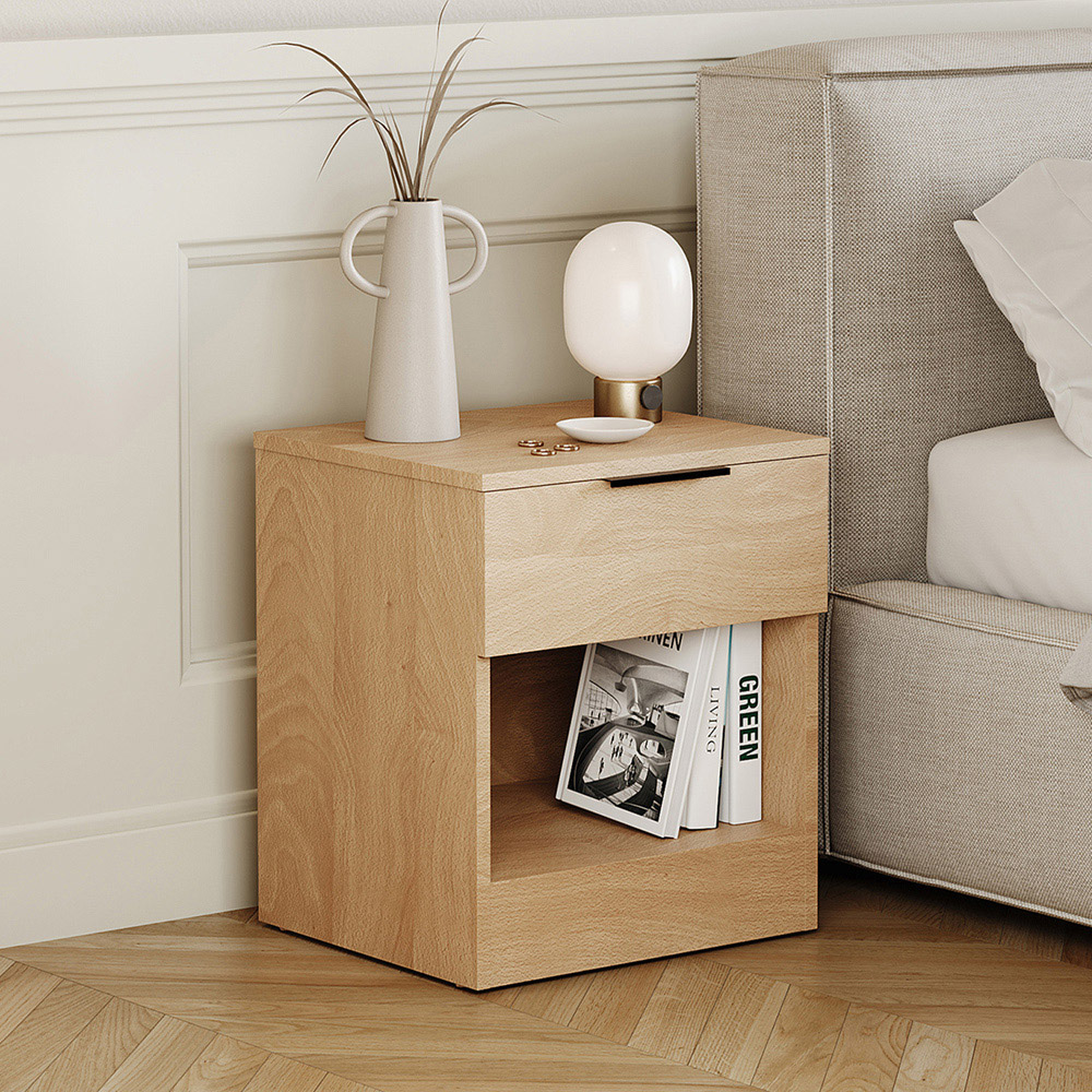 VIDA DESIGNS Terga Single Drawer Single Shelf Pine Bedside Cabinet Image 5