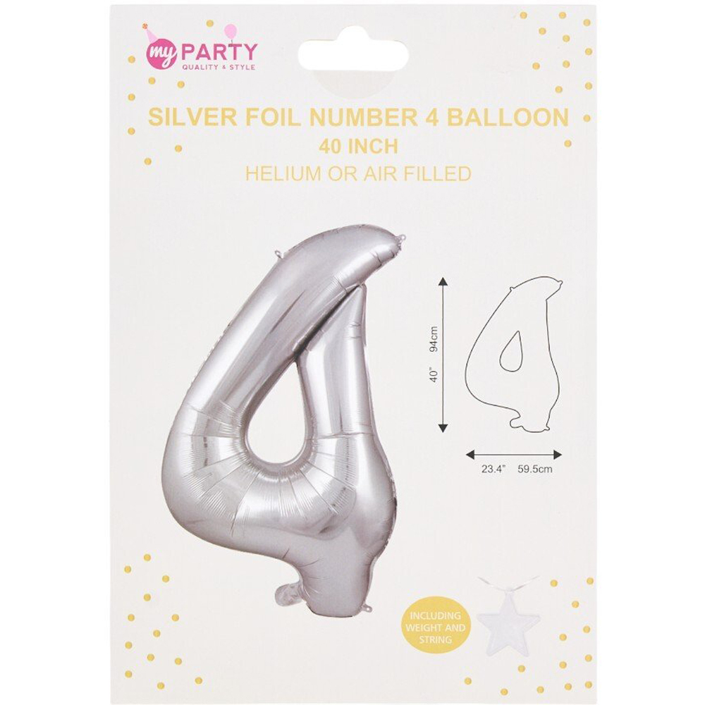 Silver Foil Number BalloonSilver4 Image