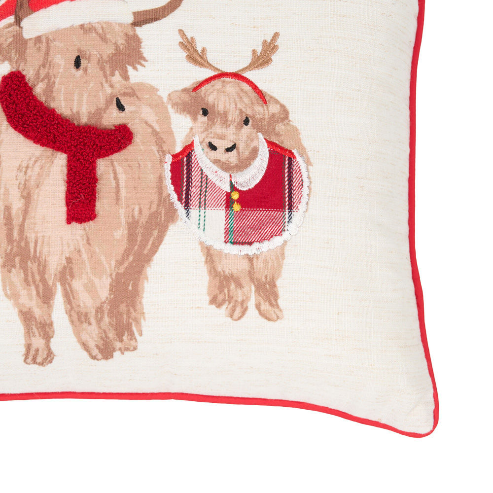 Christmas Highland Cow Family Cushion Image 2