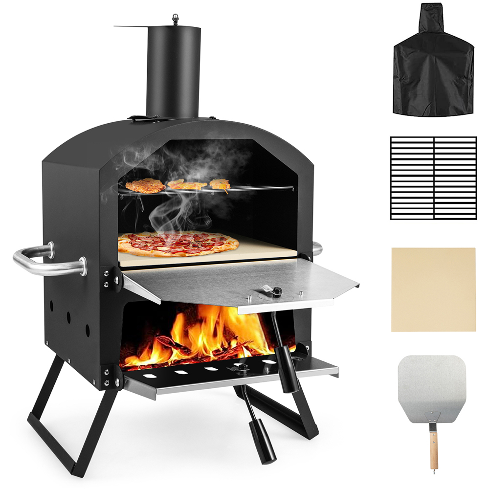 Costway Black Outdoor Pizza Oven with Waterproof Cover Image 3