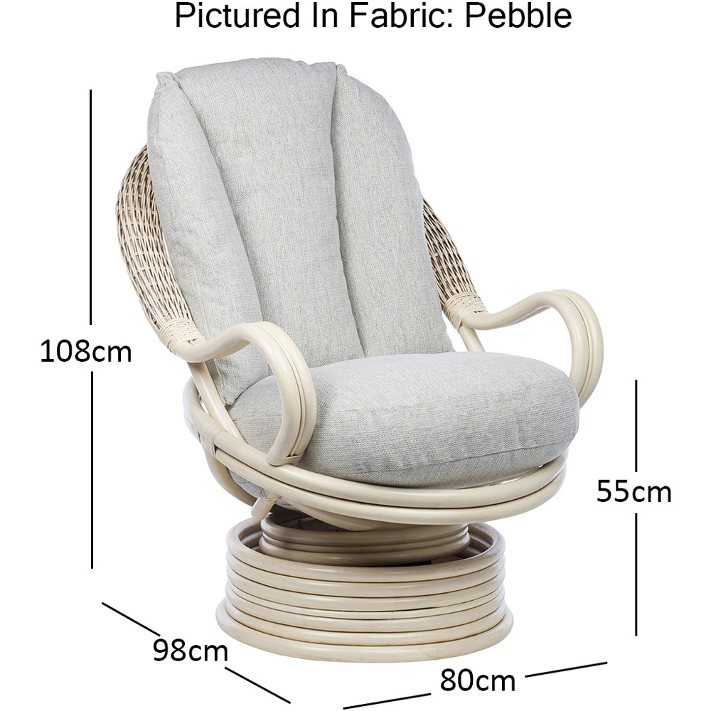 Desser Dijon Natural Rattan Pebble Fabric Swivel Rocker Chair Image 4