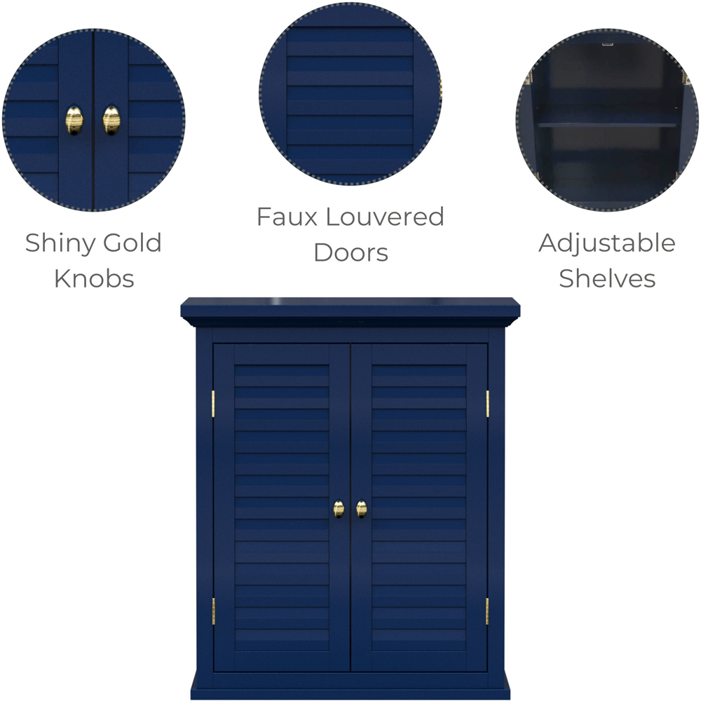 Teamson Home Glancy 2 Shutter Doors Navy Removable Wooden Corner Wall Cabinet Image 3
