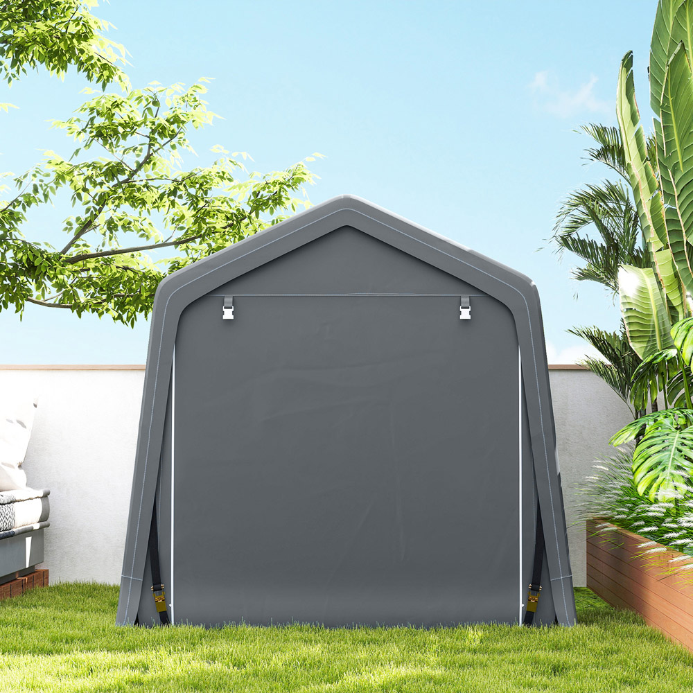Outsunny 8 x 6.5ft Dark Grey Garden Storage Shed with Zipper Doors Image 5